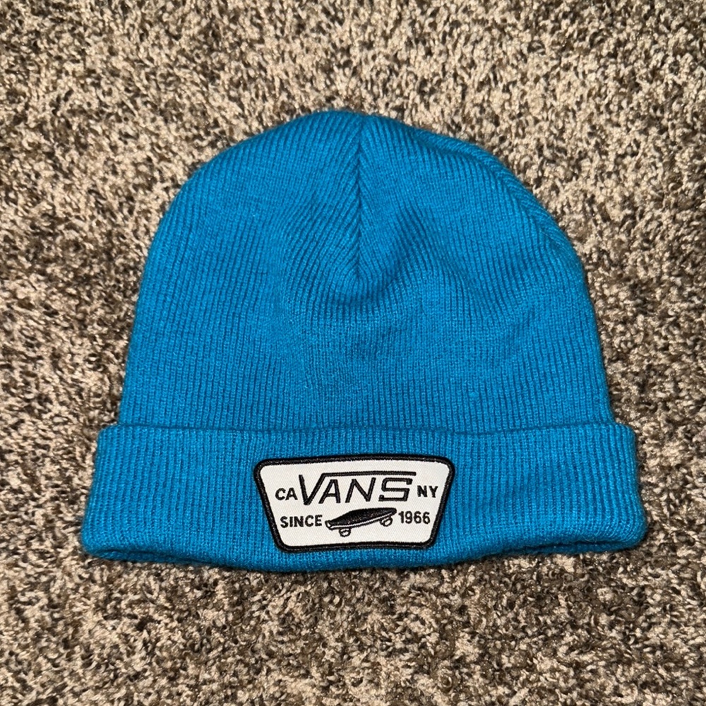 Vans Blue Knit Beanie with Patch
